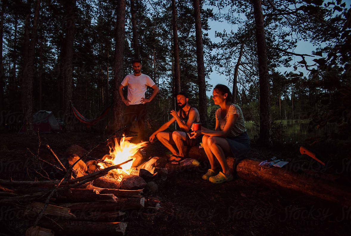 Friends near a forest