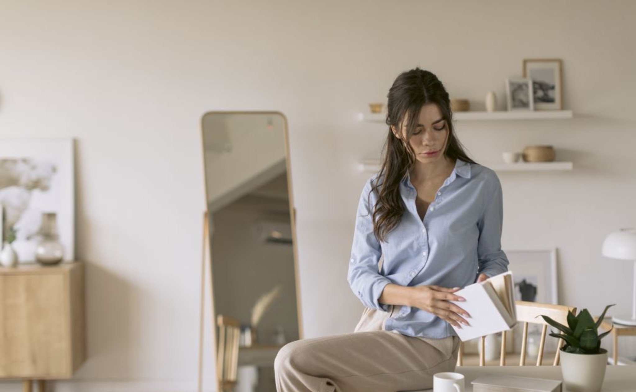 woman sitting at table